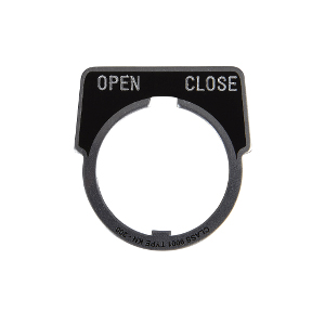 Schneider Electric 9001 Legend plate; "OPEN-CLOSE"; aluminum; 40x43mm w/ ring; black